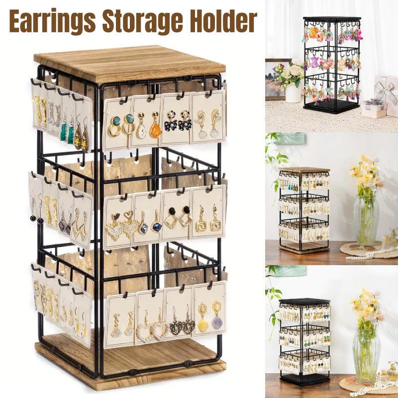Iron Desktop Earrings Display Organizer Jewellery Stand Holder for Home Storage - Black - SuperSaverAU - view 1