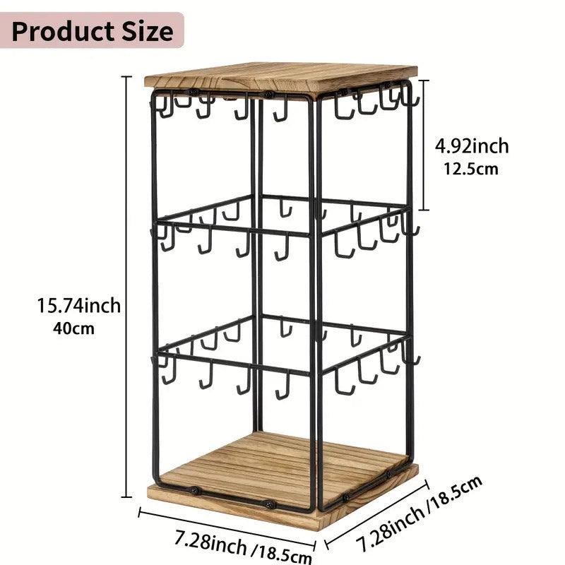 Iron Desktop Earrings Display Organizer Jewellery Stand Holder for Home Storage - Black - SuperSaverAU - view 3