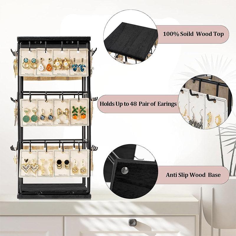 Iron Desktop Earrings Display Organizer Jewellery Stand Holder for Home Storage - Black - SuperSaverAU - view 4