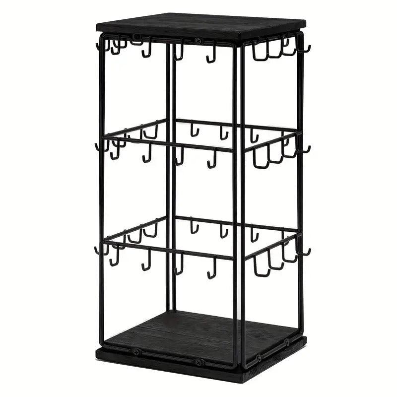 Iron Desktop Earrings Display Organizer Jewellery Stand Holder for Home Storage - Black - SuperSaverAU - view 6