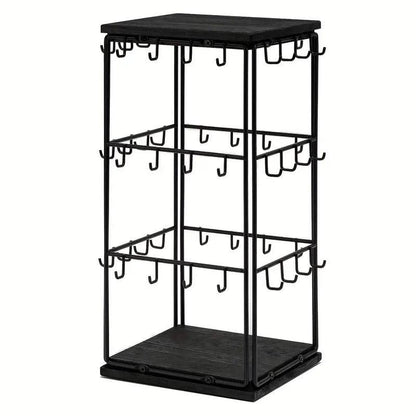 Iron Desktop Earrings Display Organizer Jewellery Stand Holder for Home Storage - Black