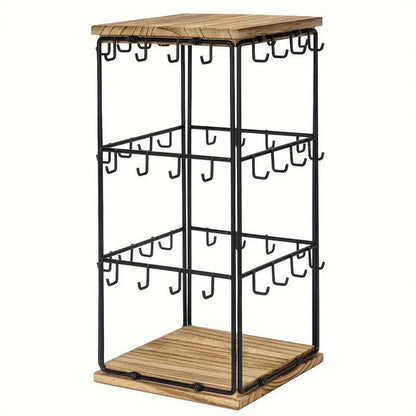 Iron Desktop Earrings Display Organizer Jewellery Stand Holder for Home Storage - Black