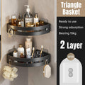 Premium Punch-Free Corner Shower Shelf – Black 2 Layers