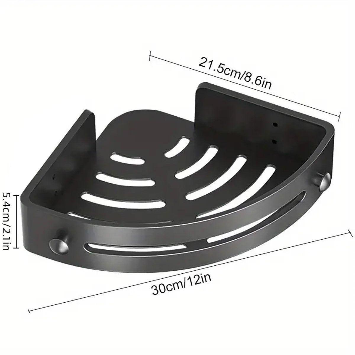 Premium Punch-Free Corner Shower Shelf – Black 2 Layers