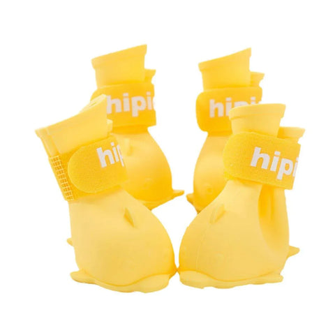 Premium Cartoon Pet Rain Boots 4pcs Waterproof Non-Slip - Yellow S