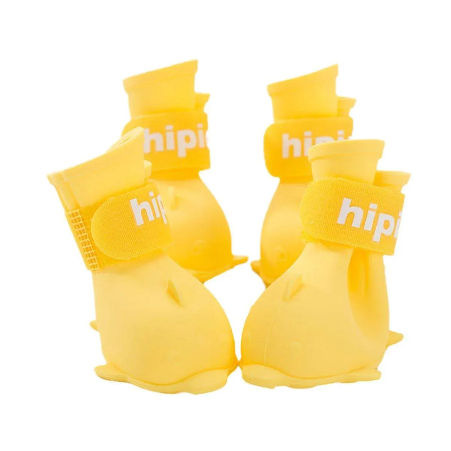 Premium Cartoon Pet Rain Boots 4pcs Waterproof Non-Slip - Yellow S
