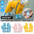 Premium Cartoon Pet Rain Boots 4pcs Waterproof Non-Slip - Yellow S