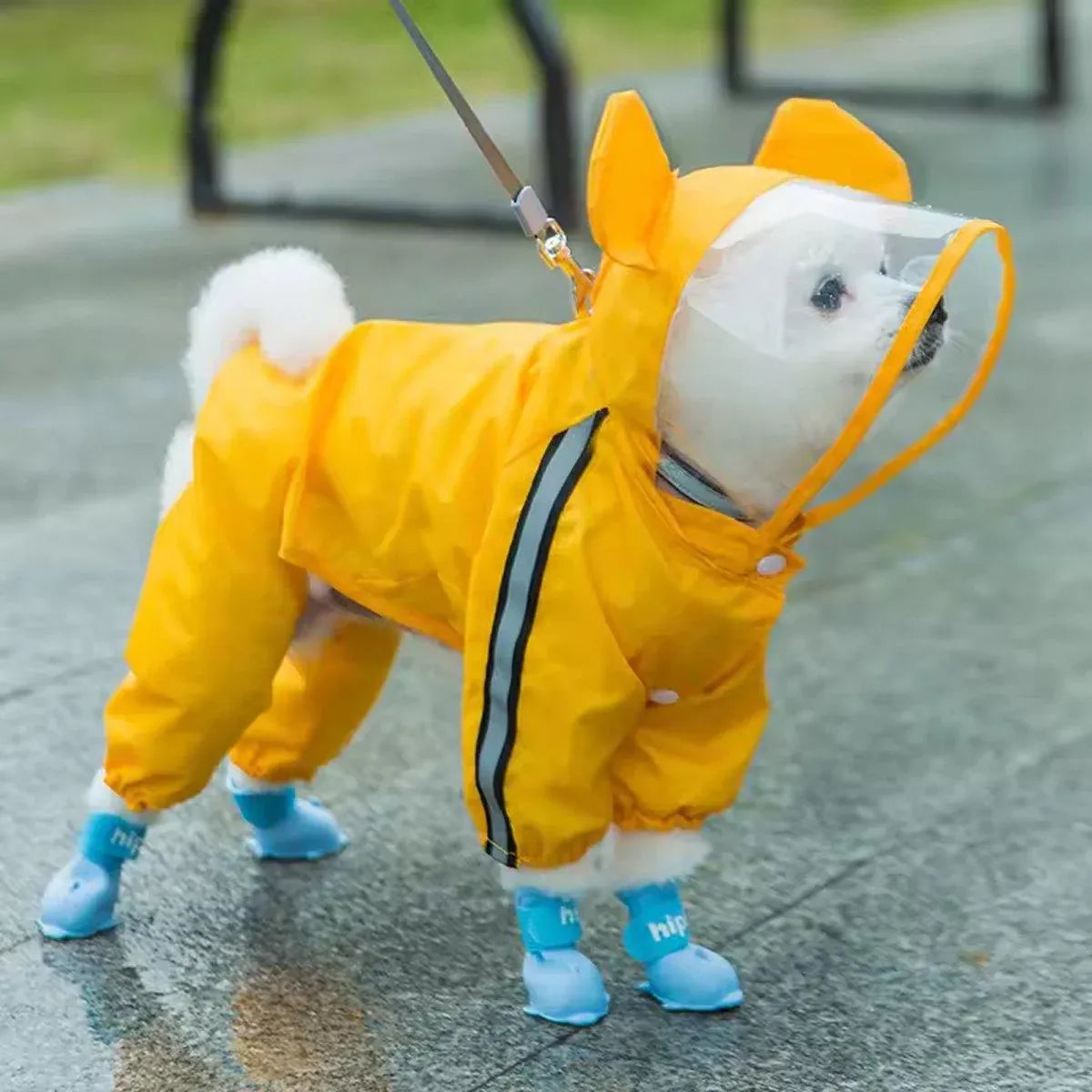 Premium Cartoon Pet Rain Boots 4pcs Waterproof Non-Slip - Yellow S