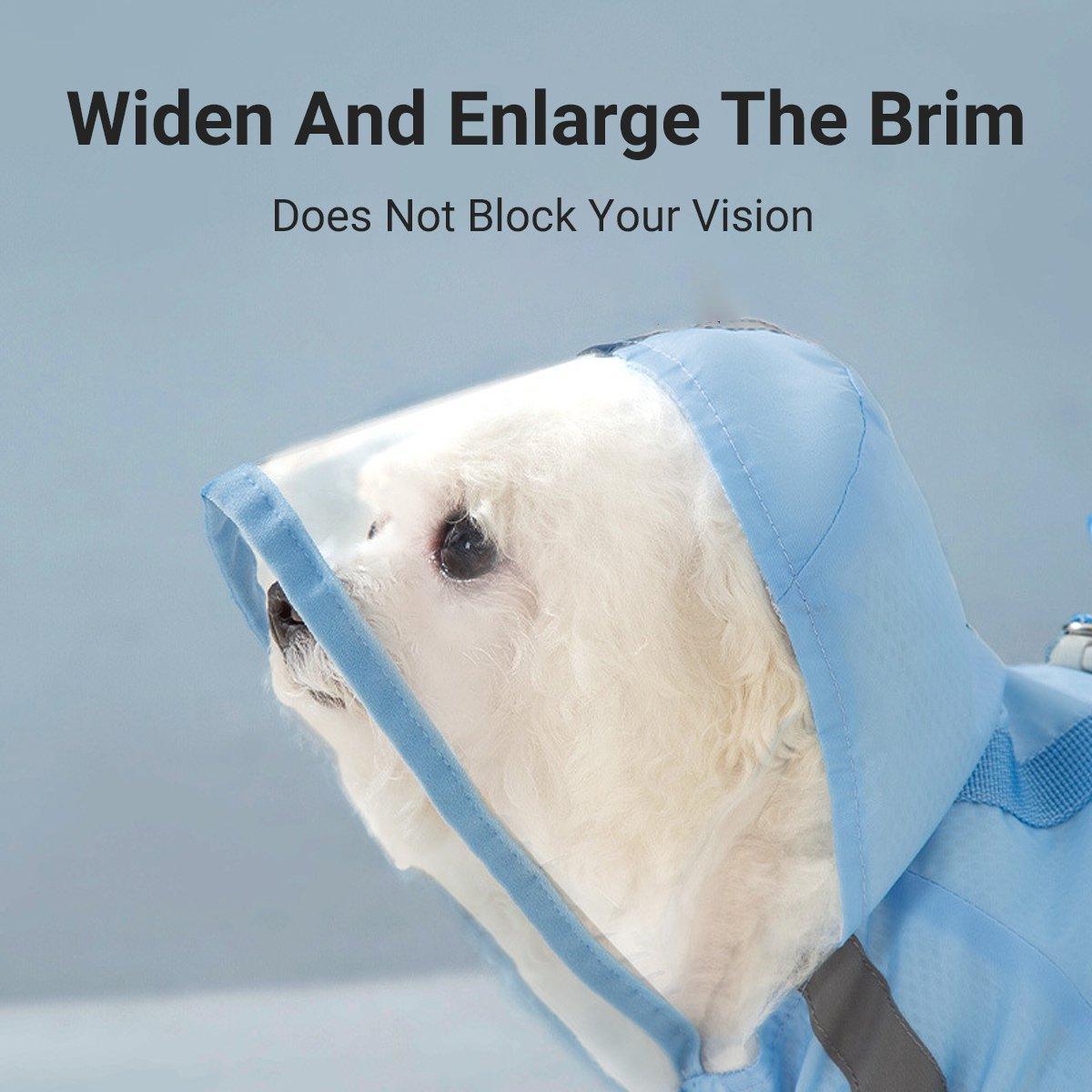 Waterproof Dog Raincoat Full Coverage with Hood & Reflective Stripes - Blue - XXL