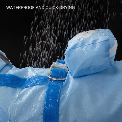 Waterproof Dog Raincoat Full Coverage with Hood & Reflective Stripes - Blue - XXL