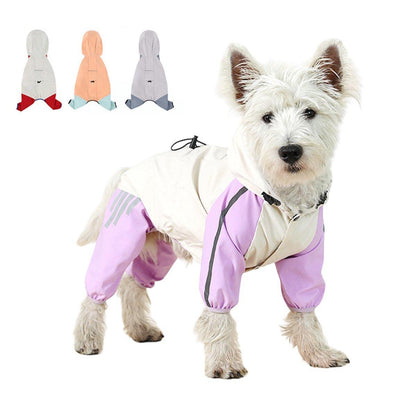 Pullable Dog Four-Legged Raincoat - Waterproof, Hooded, Reflective - XXL