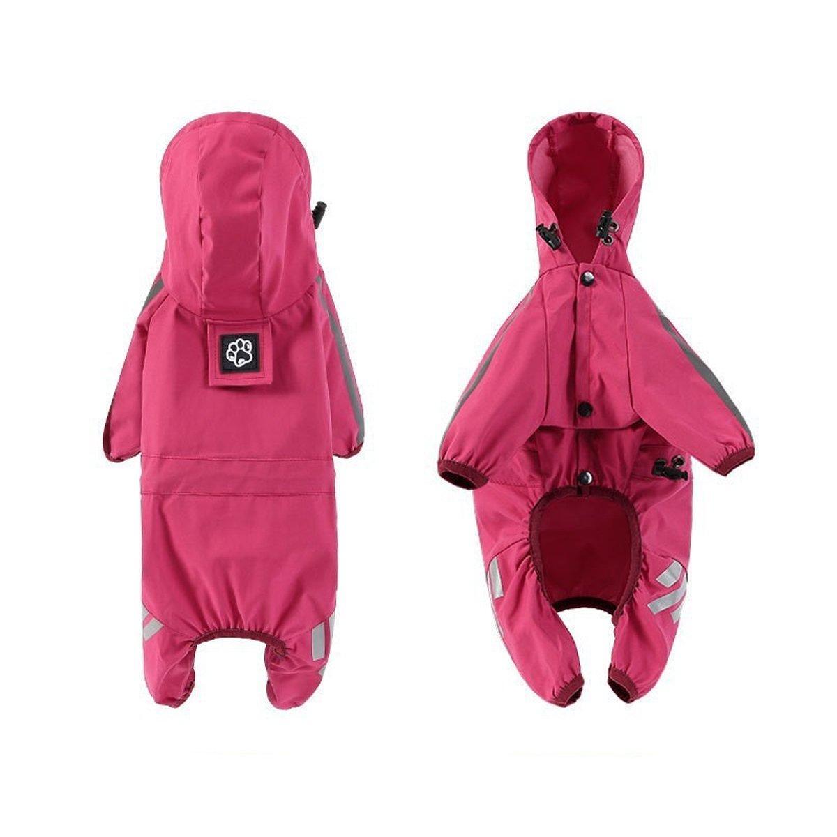 Premium Orange Waterproof Dog Raincoat with Hood & Reflective Strips - L