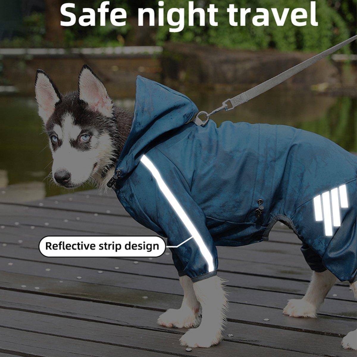 Waterproof Hooded Pet Raincoat with Reflective Strips - Purple - XXL - SuperSaverAU - view 4