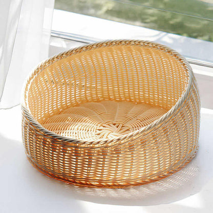 Rattan Cat Nest - Hand-Woven, All-Season, 40 cm - Coffee Colour