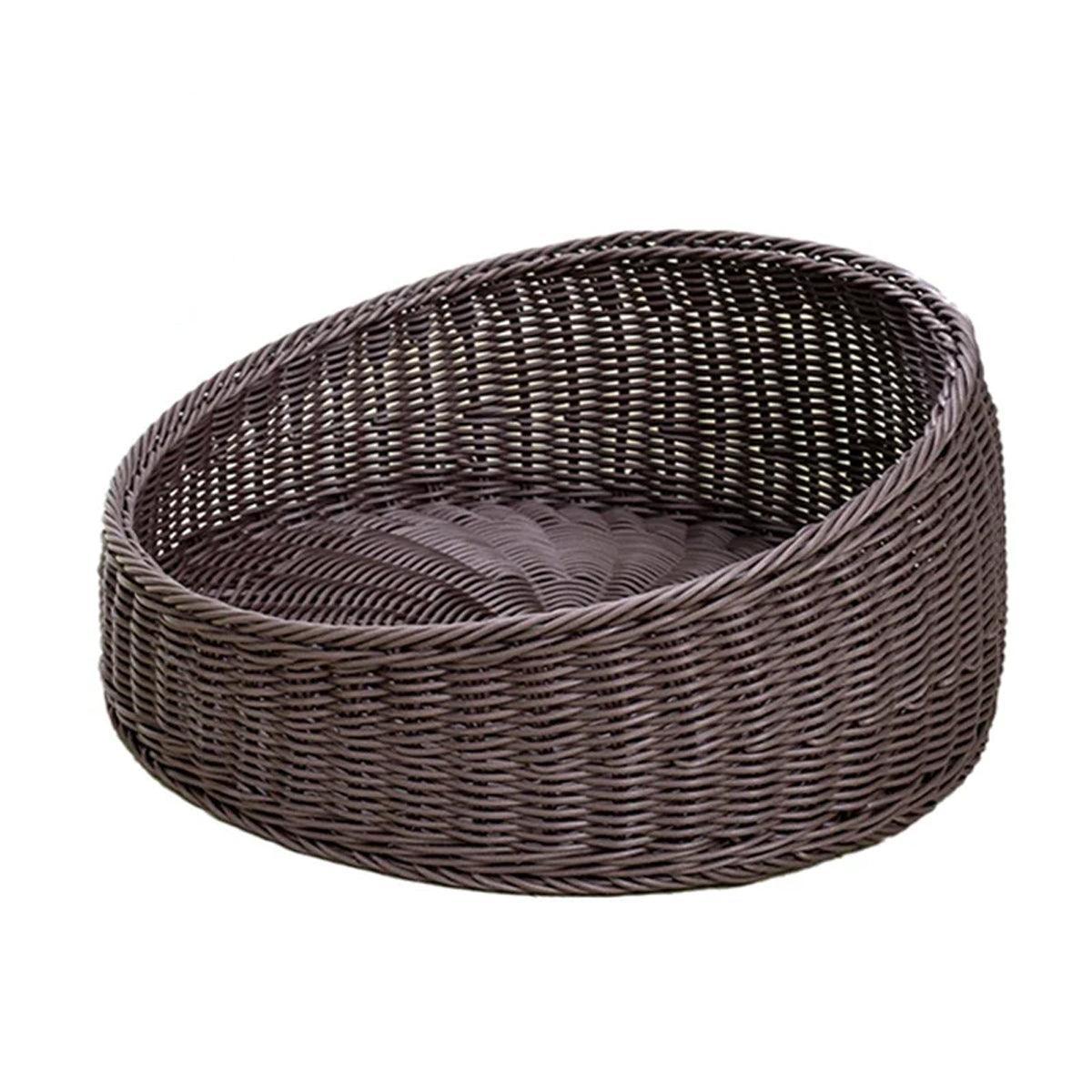 Rattan Cat Nest - Hand-Woven, All-Season, 40 cm - Coffee Colour