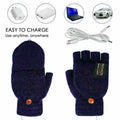 Premium Green USB Heated Half Finger Flip Mitten Gloves