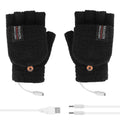 Premium Green USB Heated Half Finger Flip Mitten Gloves