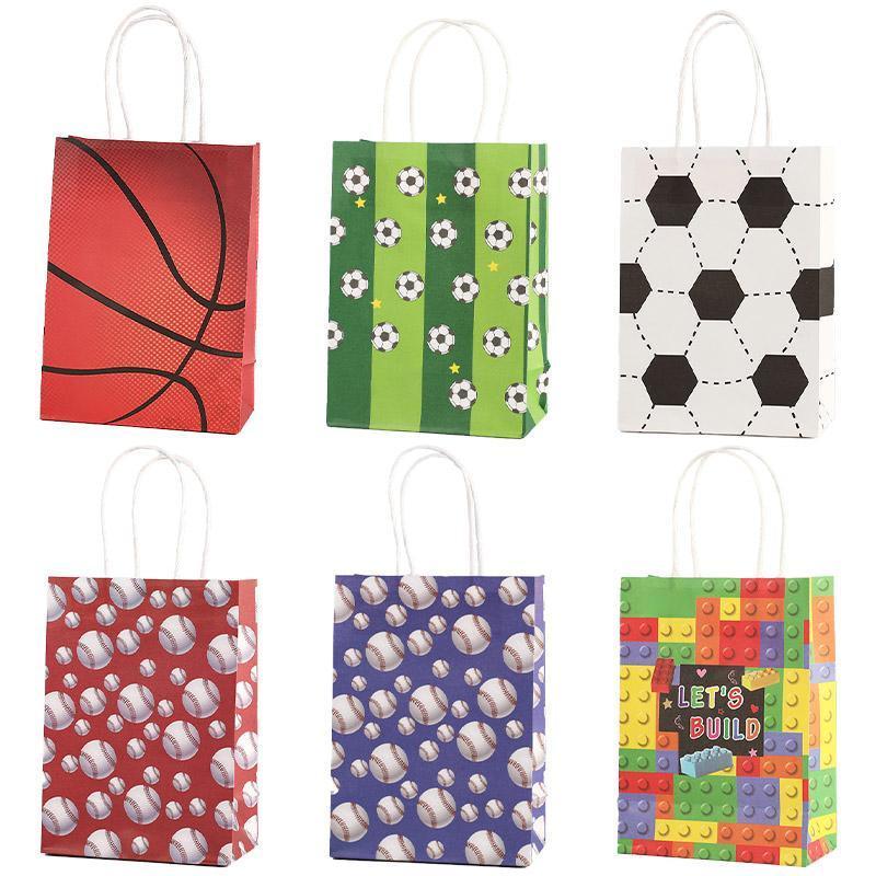 30PCS Fashion Ball Kraft Paper Gift Bag Festivals gift tote bag Party Favor Bag - Red-Tennis-Ball-30pcs - SuperSaverAU - view 1