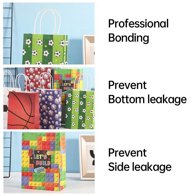 30PCS Fashion Ball Kraft Paper Gift Bag Festivals gift tote bag Party Favor Bag - Red-Tennis-Ball-30pcs - SuperSaverAU - view 3