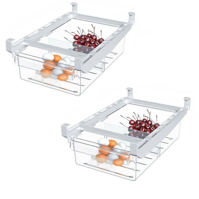 Premium 2 Piece Adjustable Under Shelf Fridge Drawer Organisers