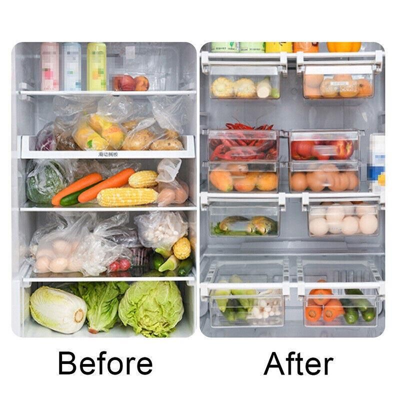 Premium 2 Piece Adjustable Under Shelf Fridge Drawer Organisers