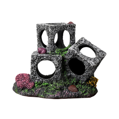 Premium Fish Tank Shrimp Shelter Stone Cave - 3 Squares