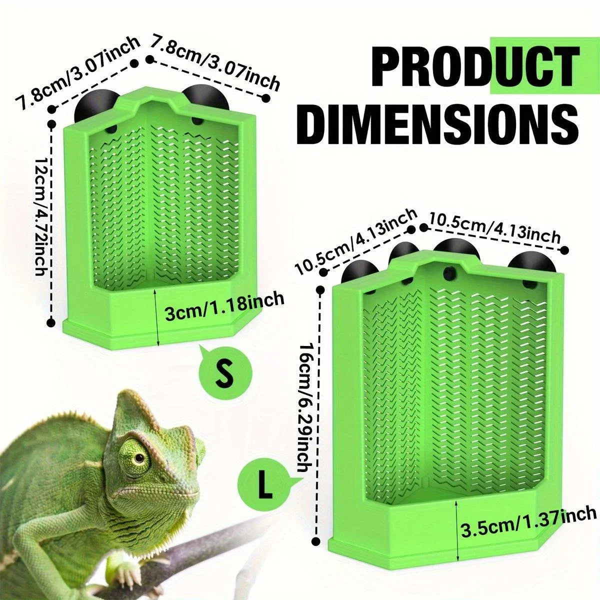 Premium Reptile Hunting Dish with Suction Cups - Green L