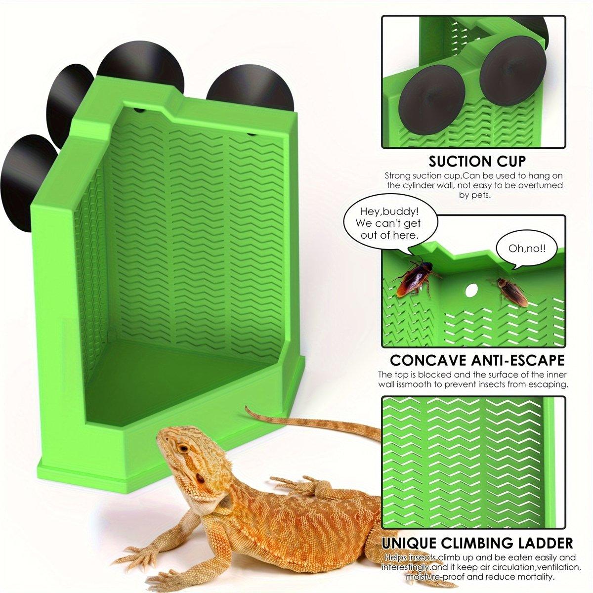 Premium Reptile Hunting Dish with Suction Cups - Green L