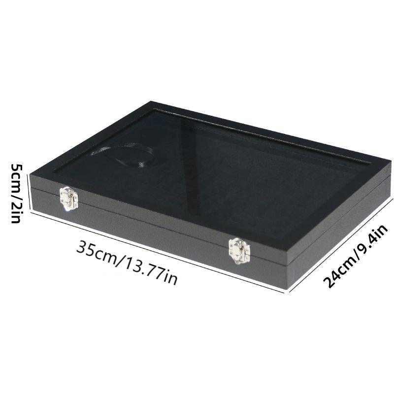 Black Jewelry Box with Lid, Dustproof, Holds 100 Rings, 13.77" x 9.4" x 2" - SuperSaverAU - view 2