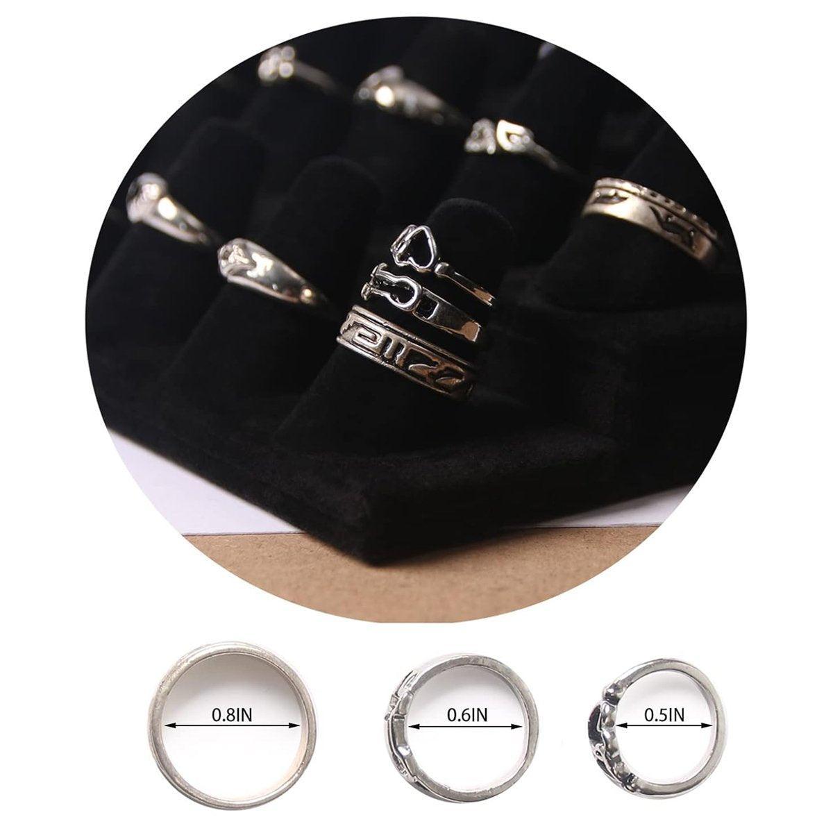 Premium Three Layer Flocked Ring Display Stand 18 Slots