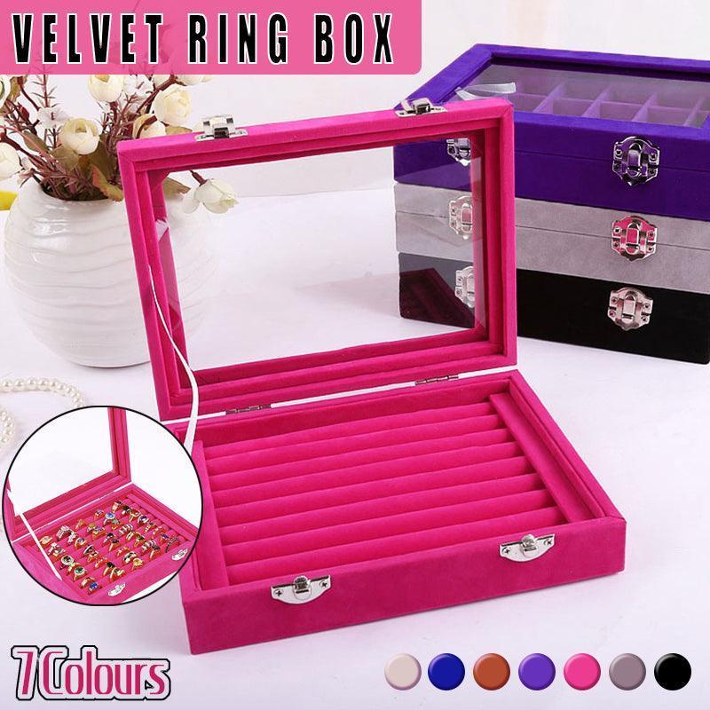 Premium Beige Velvet Ring Earring Jewellery Display Box Storage Case