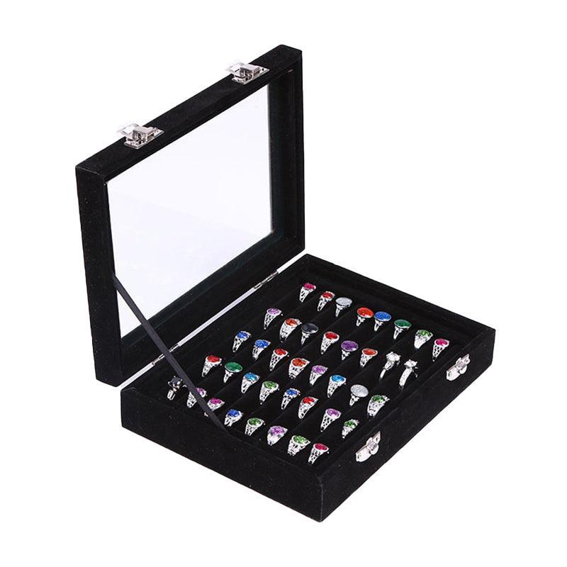Premium Beige Velvet Ring Earring Jewellery Display Box Storage Case