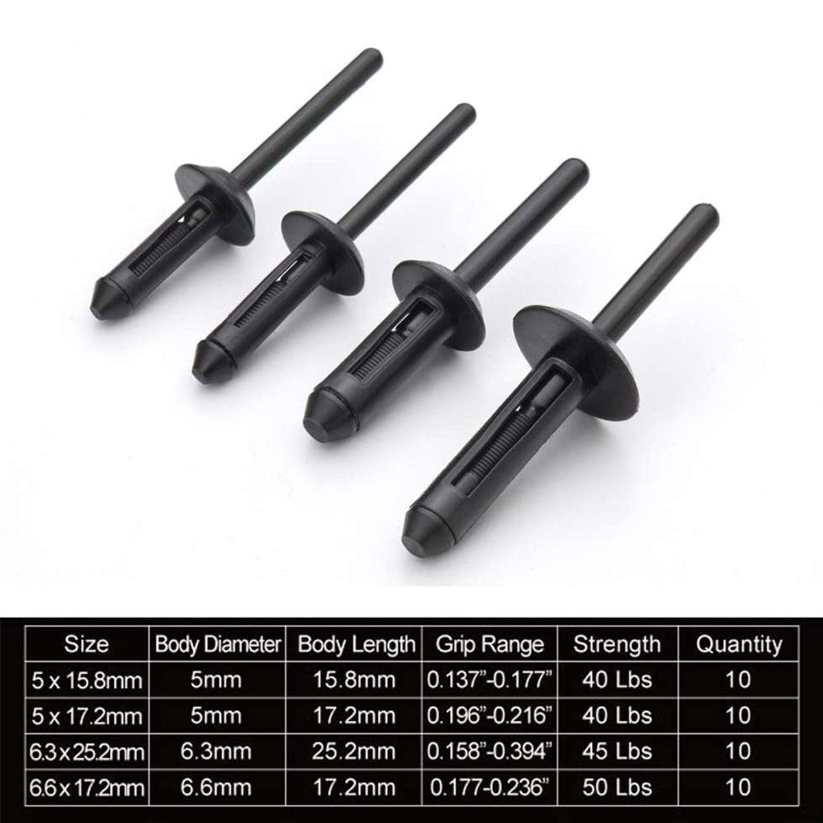 41-Piece Quick Release Rivet Tool Set with Polyethylene Rivets