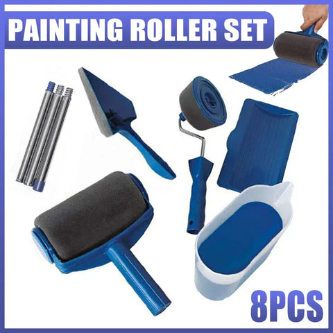 Premium 8 Piece Paint Roller Brush & Edger Set with Extension Tubes