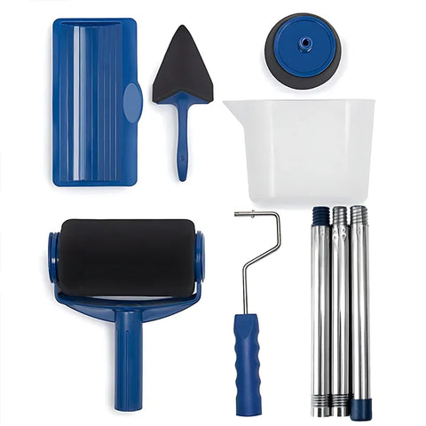 Premium 8 Piece Paint Roller Brush & Edger Set with Extension Tubes