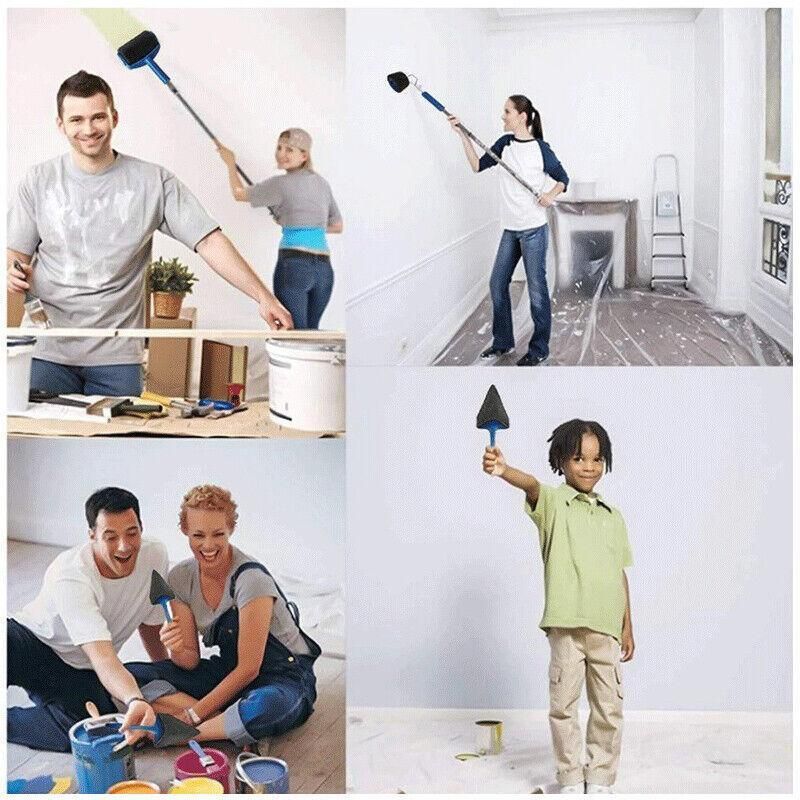 Premium 8 Piece Paint Roller Brush & Edger Set with Extension Tubes