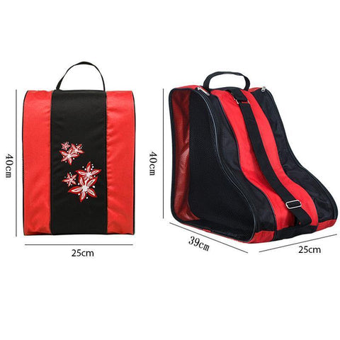 Premium Nylon Ice Skate Carry Bag with Mesh Panel & Shoulder Strap - Red