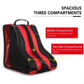 Premium Nylon Ice Skate Carry Bag with Mesh Panel & Shoulder Strap - Red