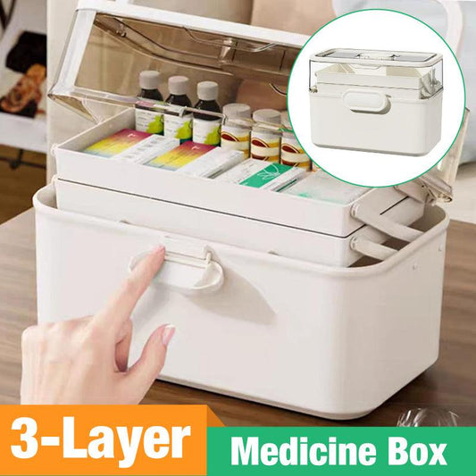 3 Layer Medicine Storage Box by Premium - Family First Aid Organizer