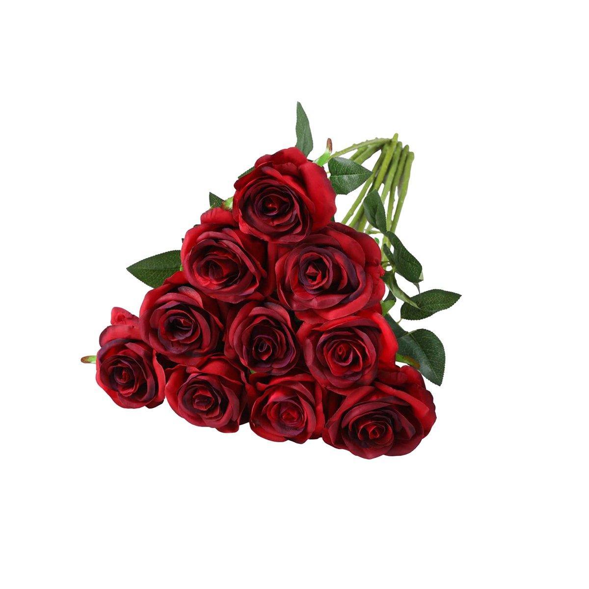 10pcs Artificial Silk Simulation Rose Flowers - Wedding Party Home Decorations - Gold - SuperSaverAU - view 11