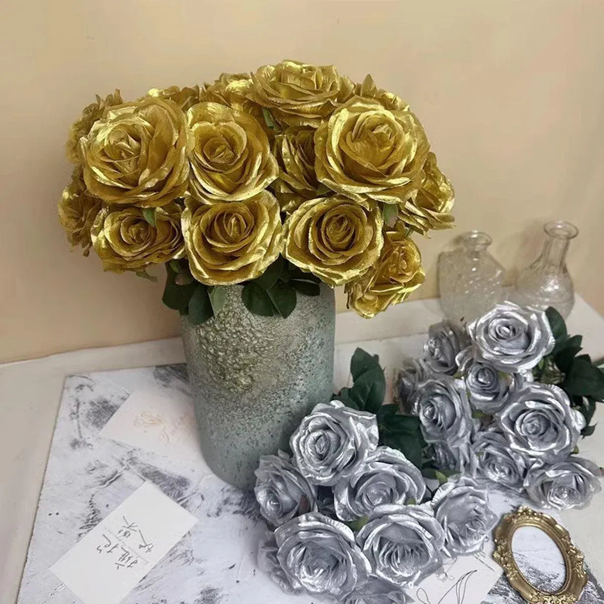 Premium Artificial Silk Rose Flowers – Purple 10 Pack
