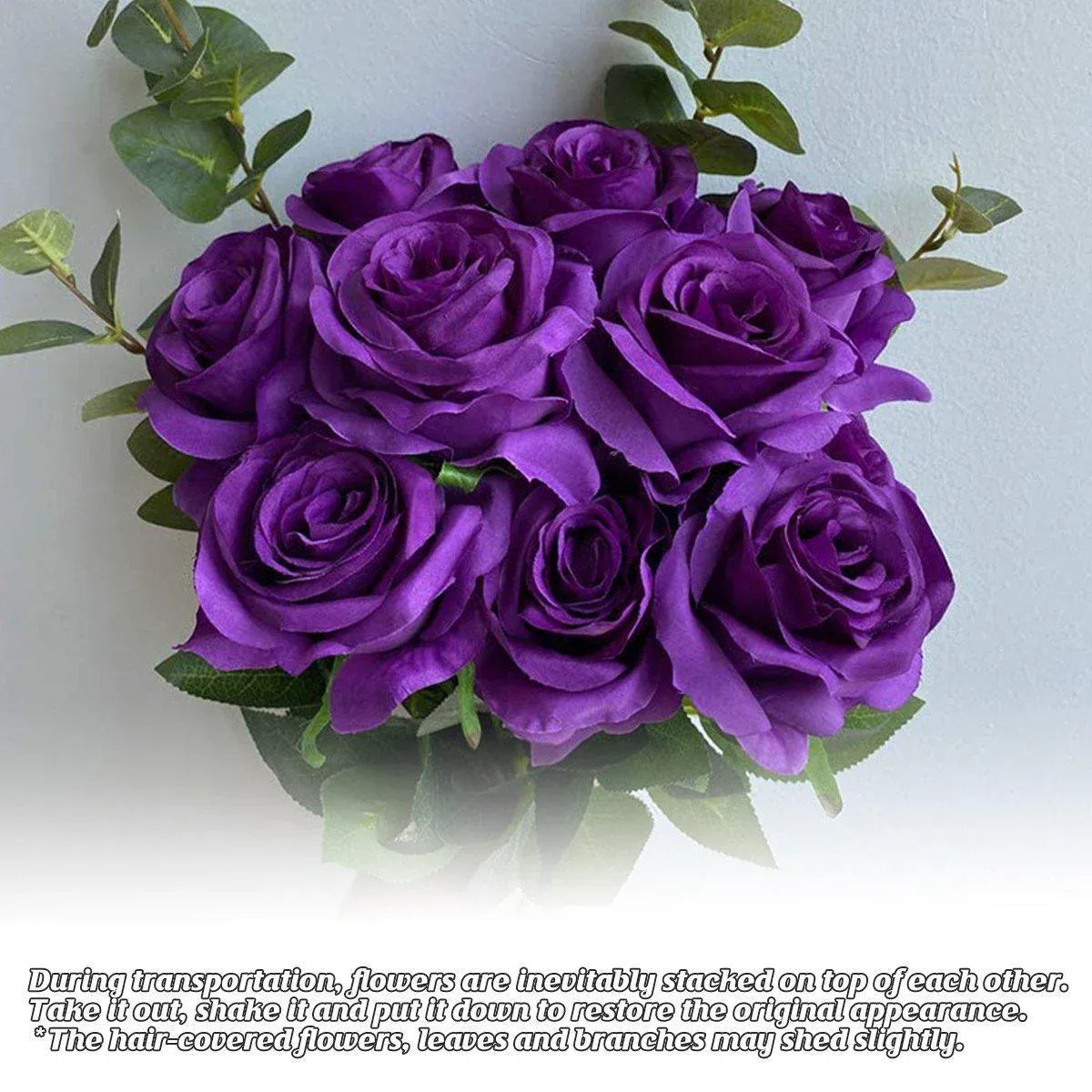 Premium Artificial Silk Rose Flowers – Purple 10 Pack