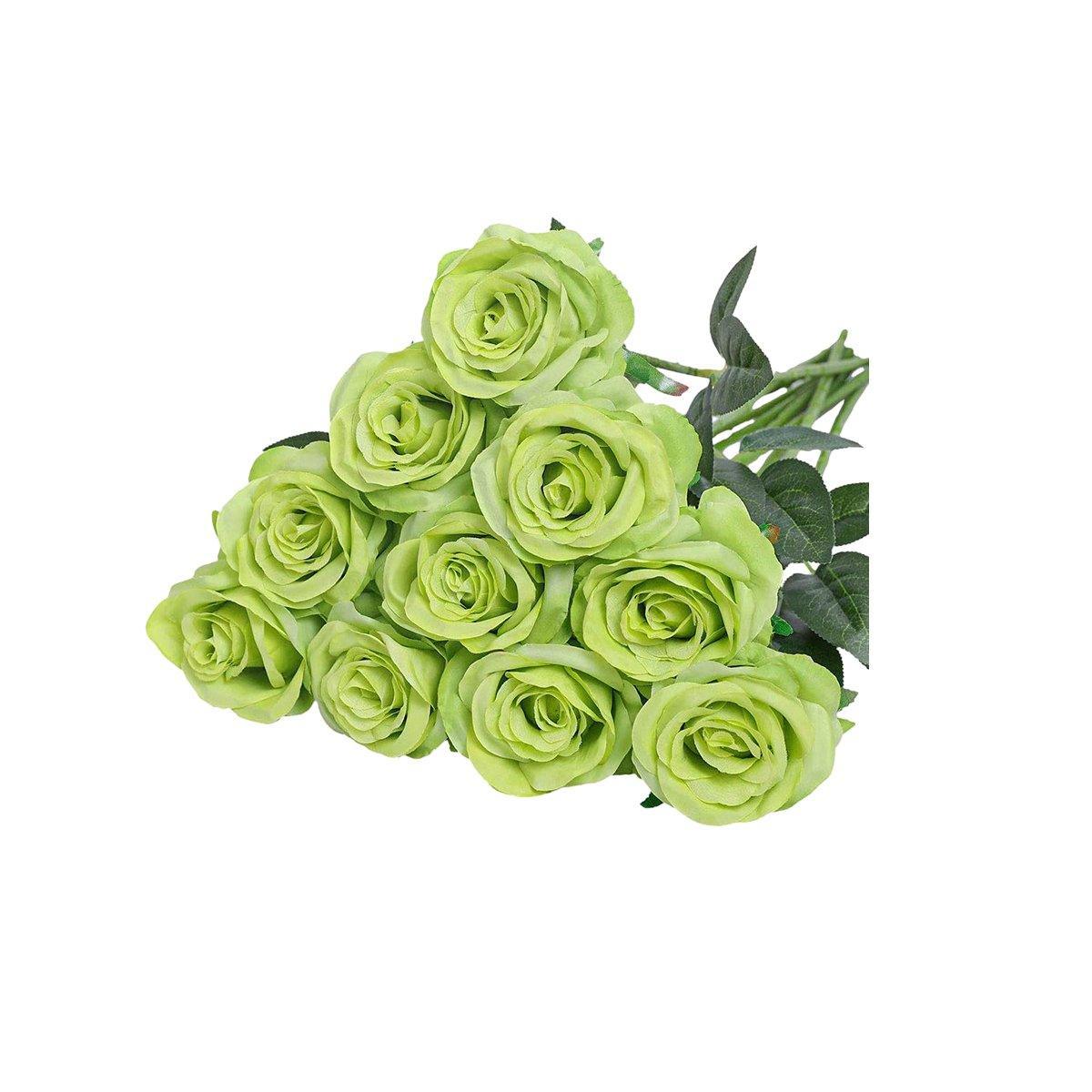 10pcs Artificial Silk Simulation Rose Flowers - Wedding Party Home Decorations - Silver - SuperSaverAU - view 8