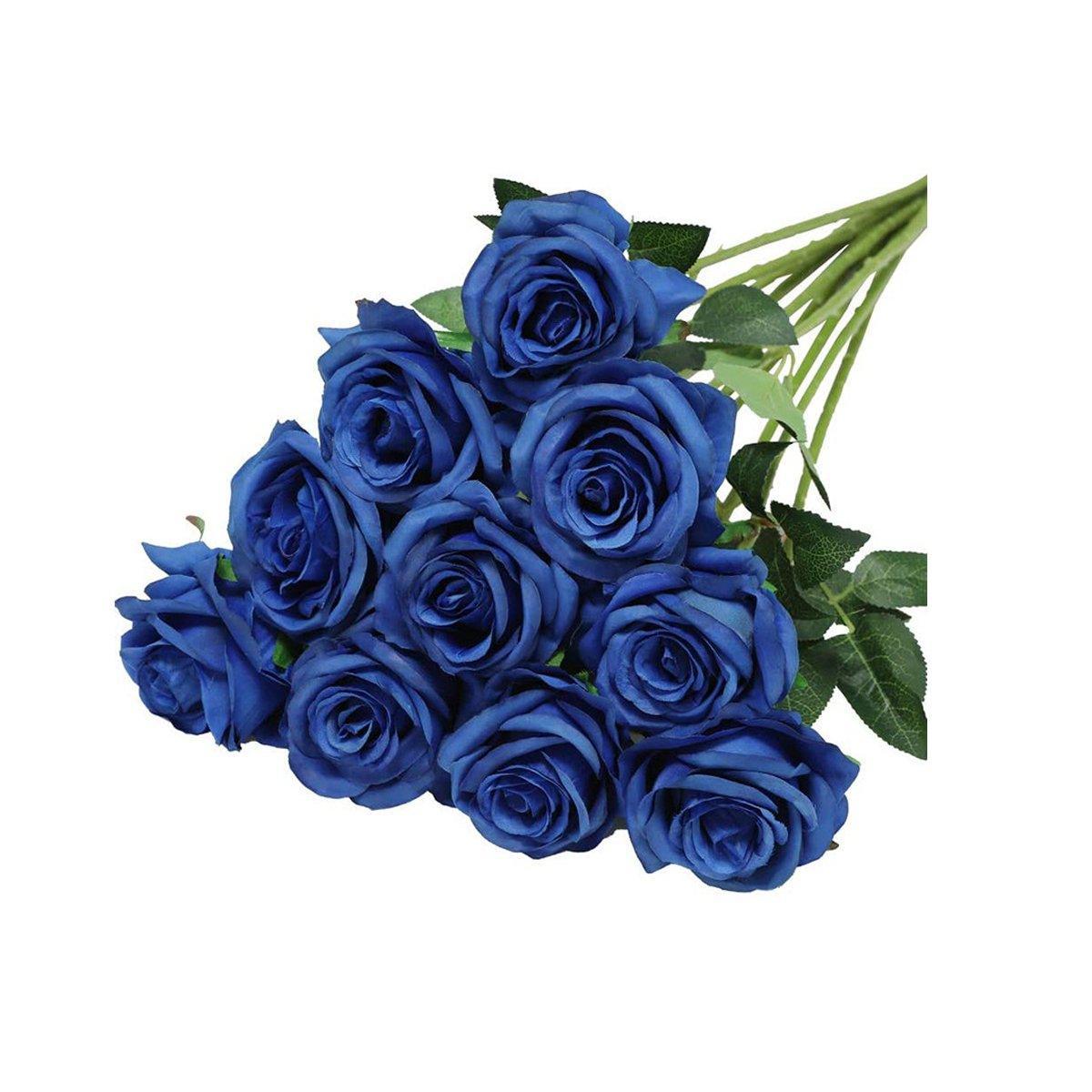 10pcs Artificial Silk Simulation Rose Flowers - Wedding Party Home Decorations - White - SuperSaverAU - view 10