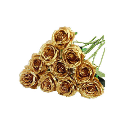 10pcs Artificial Silk Simulation Rose Flowers - Wedding Party Home Decorations - White