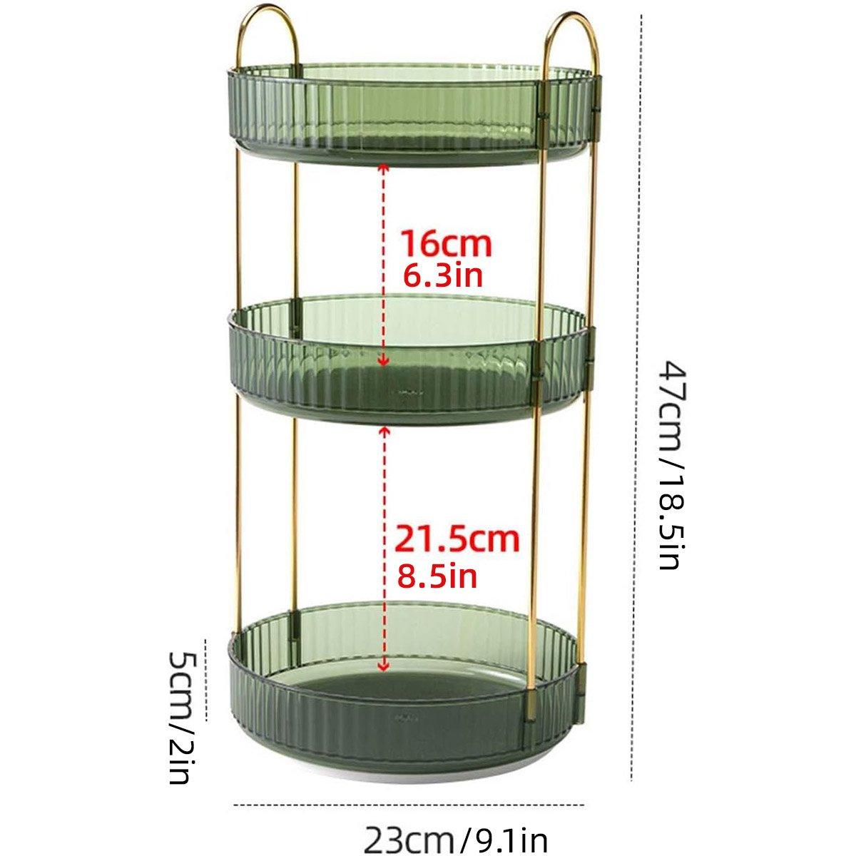 Rotating Cosmetic Organiser 47x23x5 cm - Amber, 360° Design, Multi-Compartment