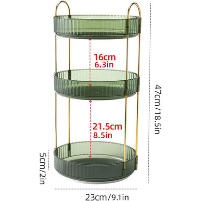 Rotating Cosmetic Organiser 47x23x5 cm - Amber, 360° Design, Multi-Compartment
