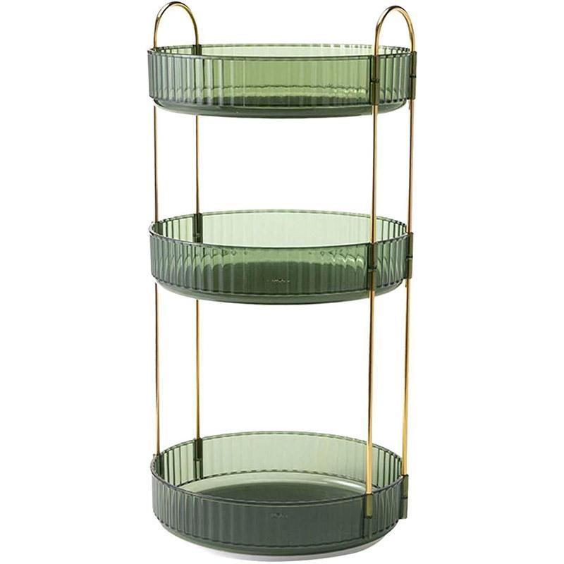 Rotating Cosmetic Organiser 47x23x5cm - Green, 360° Design, Multi-Compartment - SuperSaverAU - view 6