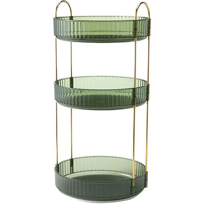Rotating Cosmetic Organiser 47x23x5cm - Green, 360° Design, Multi-Compartment