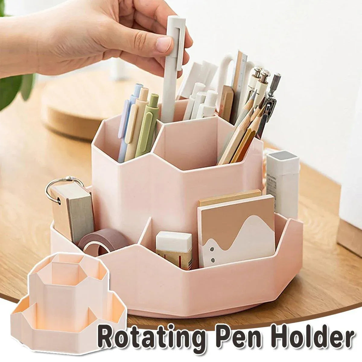 Premium 360° Rotating Pen Holder – 9 Compartments